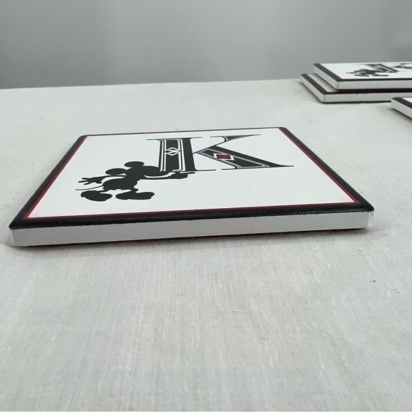 Disney Mickey Mouse Initial "K" Ceramic Drink Coasters set of 4 NWT - Picture 4 of 6